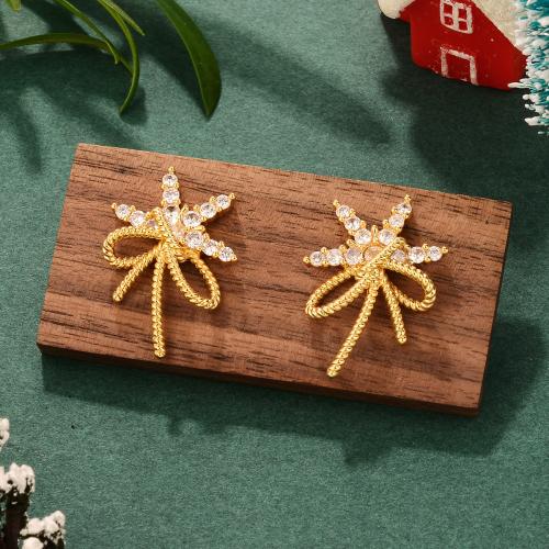 Christmas Earrings, Brass, plated, Christmas Design & different materials for choice & different styles for choice & micro pave cubic zirconia, Sold By Pair