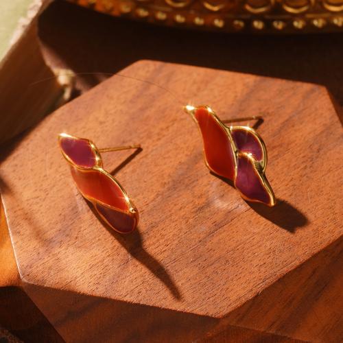 Brass Stud Earring, plated, fashion jewelry & for woman & enamel, Sold By Pair