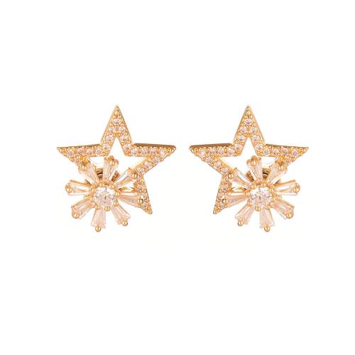 Cubic Zirconia Micro Pave Brass Earring, plated, Christmas Design & different styles for choice & micro pave cubic zirconia, Sold By Pair
