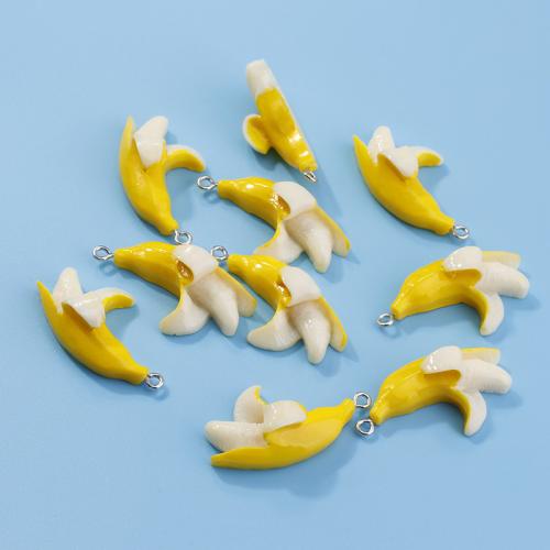 Resin Pendant, Banana, DIY, 19x30mm, Sold By PC