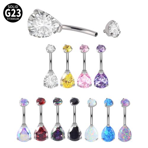 Aleación de titanio anillo de vientre, con Ópalo, Gota, unisexo & con circonia cúbica, más colores para la opción, Vendido por UD