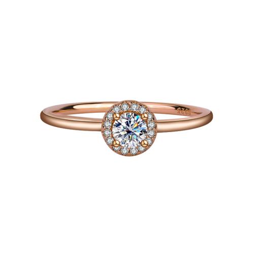 925 Sterling Silver Finger Ring, with Moissanite, Round, rose gold color plated, different size for choice & for woman, US Ring Size:5-9, Sold By PC