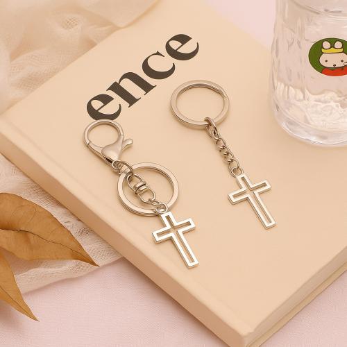 Bag Purse Charms Keyrings Keychains, Tibetan Style, Cross, gold color plated, fashion jewelry, silver color, Sold By PC