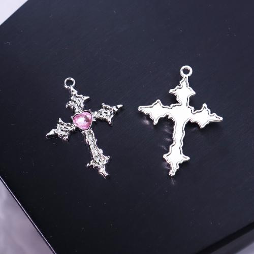 Tibetan Style Cross Pendants, gold color plated, DIY & enamel & with rhinestone, more colors for choice, Sold By PC