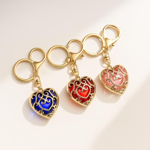 Bag Purse Charms Keyrings Keychains, Tibetan Style, with Crystal, Heart, gold color plated, fashion jewelry, more colors for choice, Sold By PC