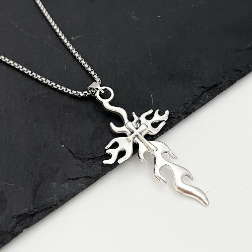 Collier en alliage de zinc Pull, croix, Placage de couleur d'or, bijoux de mode, plus de couleurs à choisir, Vendu par PC