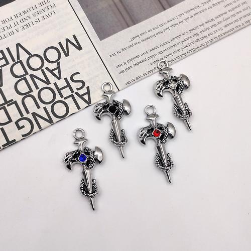 Tibetan Style Rhinestone Pendants, Cross, gold color plated, DIY & with rhinestone, more colors for choice, Sold By PC