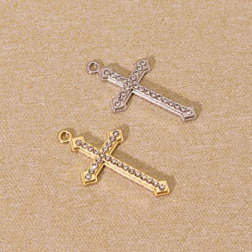 Tibetan Style Cross Pendants, gold color plated, DIY & with rhinestone, more colors for choice, Sold By PC