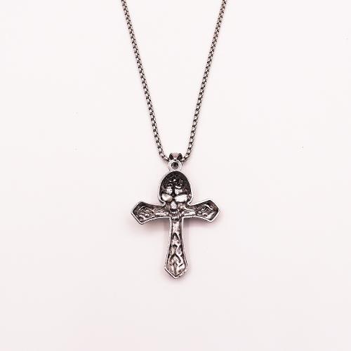 Collier en alliage de zinc Pull, croix, Placage de couleur d'or, bijoux de mode, plus de couleurs à choisir, Vendu par PC