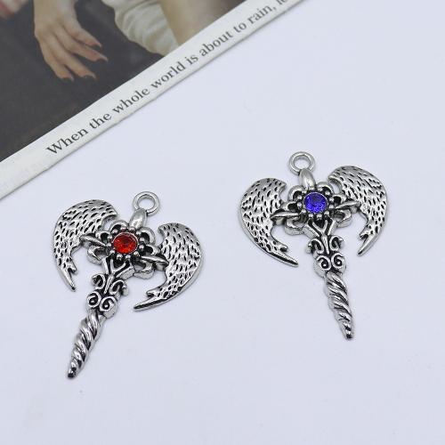 Tibetan Style Rhinestone Pendants, Cross, gold color plated, DIY & with rhinestone, more colors for choice, Sold By PC