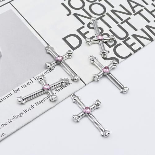 Tibetan Style Cross Pendants, gold color plated, DIY & with rhinestone, more colors for choice, Sold By PC