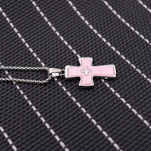 Collier en alliage de zinc Pull, croix, Placage de couleur d'or, bijoux de mode & émail, plus de couleurs à choisir, Vendu par PC