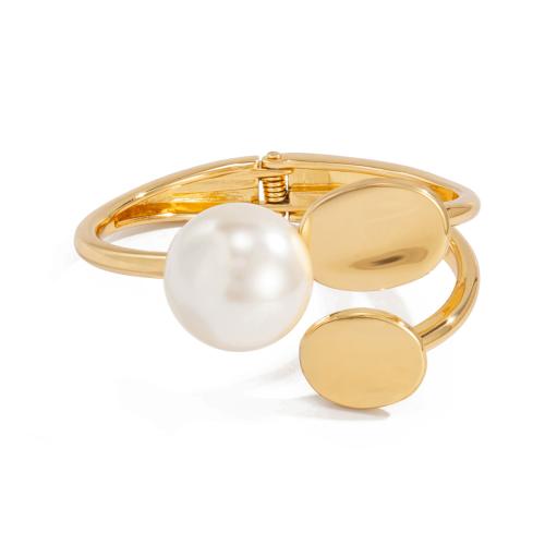 Resin Cuff Bangle, with Plastic Pearl, plated, fashion jewelry & for woman, more colors for choice, Sold By PC