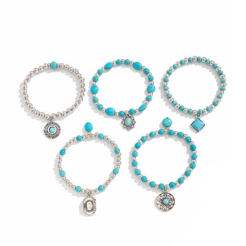 Verkupferter Kunststoff Armbänder, Zinklegierung, mit Synthetische Türkis & Verkupferter Kunststoff, handgemacht, Modeschmuck & verschiedene Stile für Wahl & für Frau, verkauft von setzen