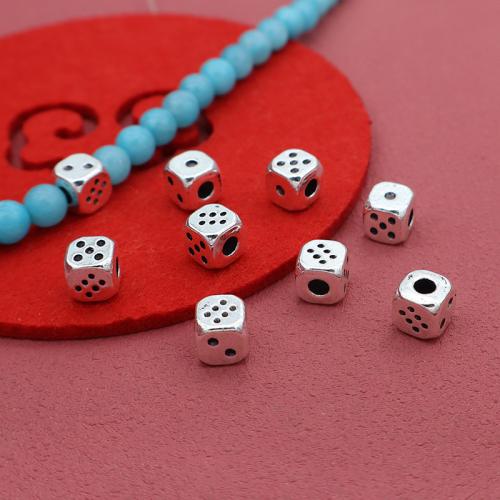 Zink Legierung Perlen Schmuck, Zinklegierung, Würfel, silberfarben plattiert, DIY, 7x7mm, 100PCs/Tasche, verkauft von Tasche