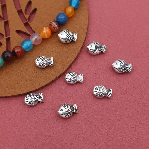 Tibetan Style Spacer Beads, Fish, silver color plated, DIY, 100PCs/Bag, Sold By Bag