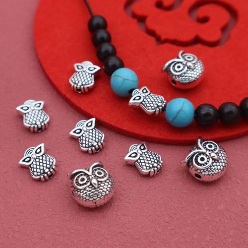 Tibetan Style Spacer Beads, Owl, silver color plated, DIY, 100PCs/Bag, Sold By Bag