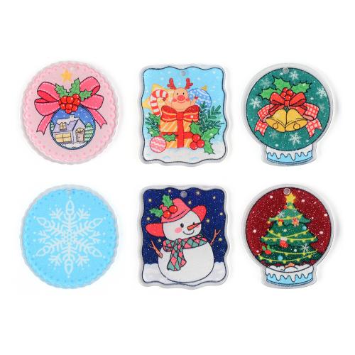 Acrylic Pendants, printing, Christmas Design & DIY, more colors for choice, 10PCs/Bag, Sold By Bag