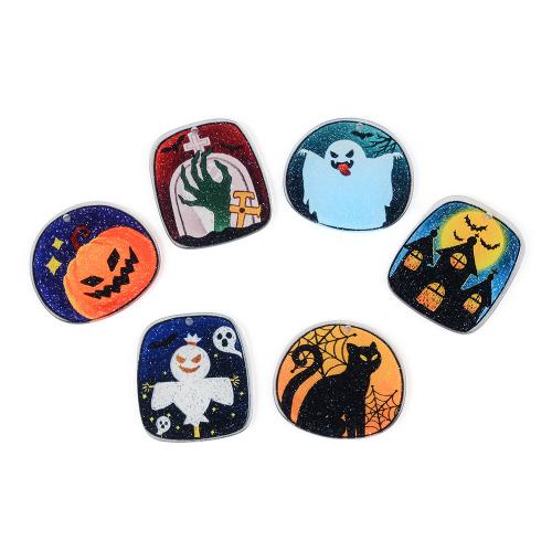 Fashion Halloween Pendant, Acrylic, printing, Halloween Design & DIY, more colors for choice, 10PCs/Bag, Sold By Bag
