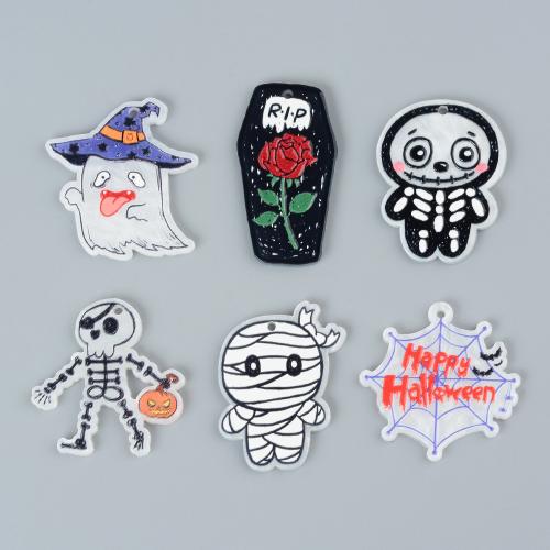 Fashion Halloween Pendant, Acrylic, printing, Halloween Design & DIY, more colors for choice, 10PCs/Bag, Sold By Bag
