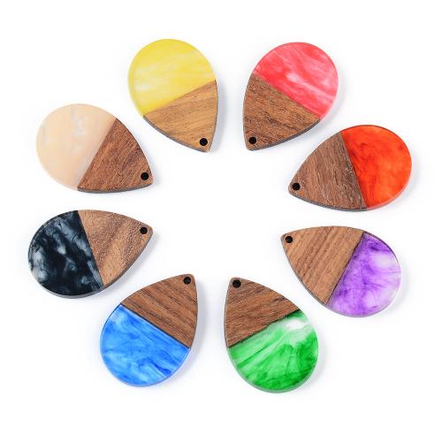 Resin Pendant, Wood, with Resin, DIY, more colors for choice, 10PCs/Bag, Sold By Bag