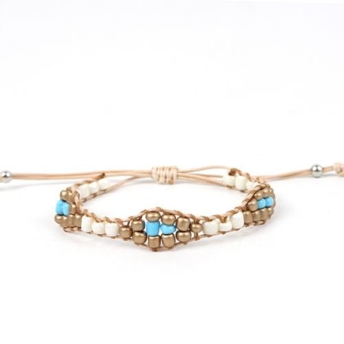 Seedbead Armband, mit Wachsschnur, Modeschmuck, gemischte Farben, 12mm, Länge:23 cm, verkauft von PC