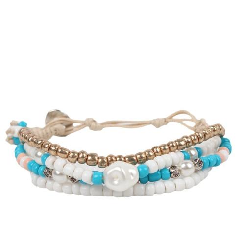 Seedbead Armband, mit Wachsschnur & Kunststoff Perlen, Modeschmuck, gemischte Farben, 18mm, Länge:23.5 cm, verkauft von PC