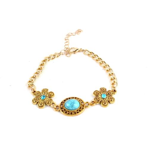Tibetan Style Bracelet, with Resin, gold color plated, fashion jewelry & with rhinestone, mixed colors, 16mm, Length:23 cm, Sold By PC