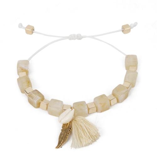 Mode Armband, Acryl, mit Wachsschnur & Muschel & Verkupferter Kunststoff & Zinklegierung, Modeschmuck, keine, 8mm, Länge:27 cm, verkauft von PC