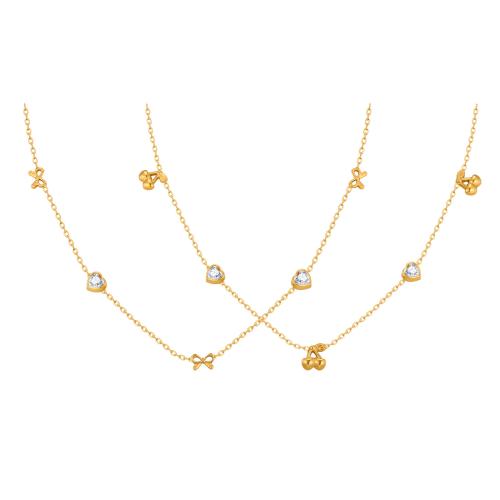 Stainless Steel Jewelry Necklace, 304 Stainless Steel, gold color plated, different styles for choice & for woman & with rhinestone, Sold By PC