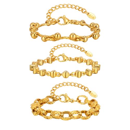 Stainless Steel Jewelry Bracelet, 304 Stainless Steel, plated, fashion jewelry & different styles for choice & for woman, golden, Sold By PC