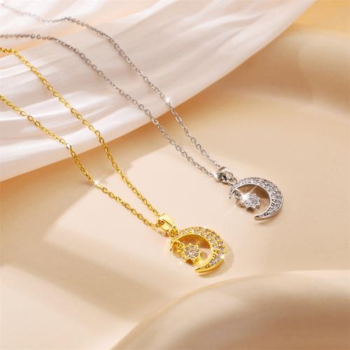 Titanium Steel Necklace, with Gemstone, plated, fashion jewelry & for woman, more colors for choice, Sold By PC