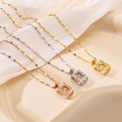 Titanium Steel Necklace, Perfume Bottle, plated, fashion jewelry & micro pave cubic zirconia & for woman, more colors for choice, Sold By PC