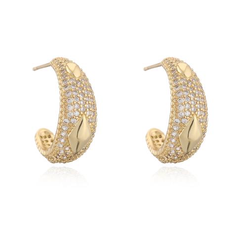 Cubic Zirconia Micro Pave Brass Earring, 18K gold plated, different styles for choice & micro pave cubic zirconia & for woman, Sold By Pair