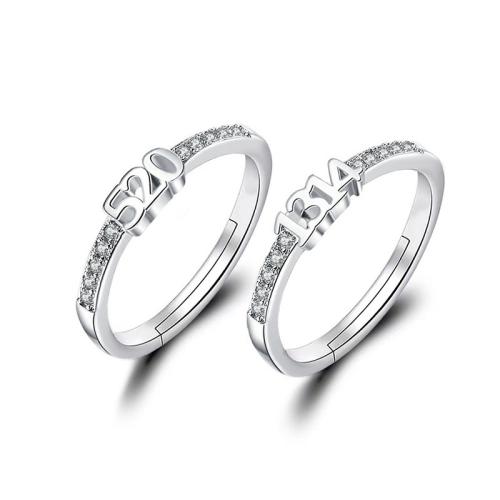 Brass Jewelry Set, Number, plated, different styles for choice & for woman & with rhinestone, US Ring Size:6-8, Sold By PC