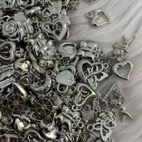 Resin Pendant, silver color plated, random style & mixed pattern & DIY, pendant length 10-30mm, Sold By G