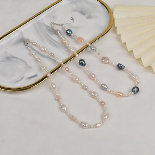 Freshwater Pearl Brass Necklace, with Brass, Baroque, fashion jewelry, more colors for choice, 5-6mm, Length:40 cm, Sold By PC