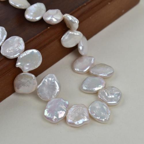 Cultured Button Freshwater Pearl Beads, Baroque, DIY, white, u7ea612mm, Length:40 cm, Sold By PC