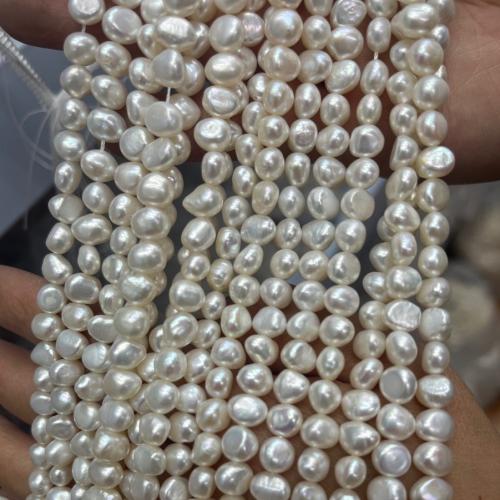 Cultured Potato Freshwater Pearl Beads, DIY, white, 5-6mm, Sold Per 36 cm Strand