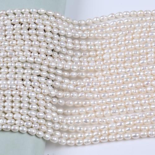Cultured Rice Freshwater Pearl Beads, DIY, white, 3.5-4.5mm, Sold Per 38 cm Strand