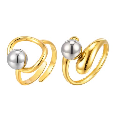 Stainless Steel Finger Ring, 304 Stainless Steel, plated, different styles for choice & for woman & two tone, Sold By PC