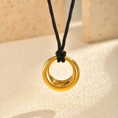 Stainless Steel Sweater Chain Necklace, 304 Stainless Steel, with Wax Cord, fashion jewelry & for woman, Sold By PC