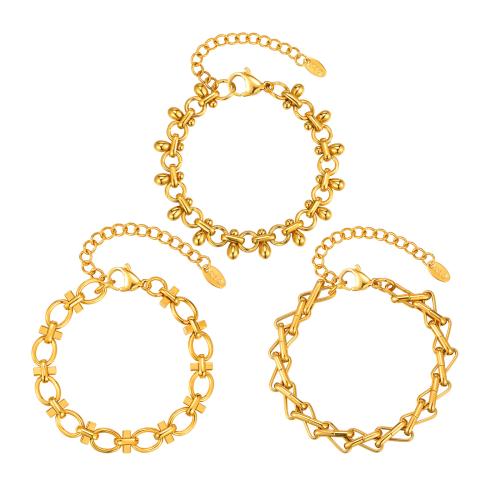 Stainless Steel Jewelry Bracelet, 304 Stainless Steel, plated, different styles for choice & for woman & hollow, golden, Sold By PC