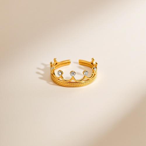 Anillo de dedo del acero inoxidable del Zirconia cúbico, acero inoxidable 304, con cúbica circonia, 18K chapado en oro, Joyería & para mujer & hueco, Vendido por UD
