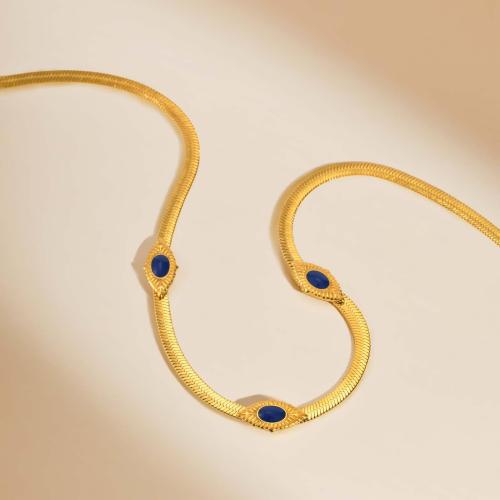 Stainless Steel Jewelry Necklace, 304 Stainless Steel, plated, fashion jewelry & for woman & epoxy gel, golden, Sold By PC