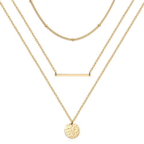 Collar Multi de la capa, acero inoxidable 304, chapado en oro de 18 K, tres piezas & Joyería & para mujer, Vendido por Set