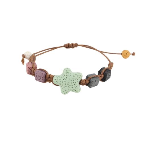 Edelstein Armbänder, Lava, mit Wachsschnur, Modeschmuck, gemischte Farben, Länge:26 cm, verkauft von PC