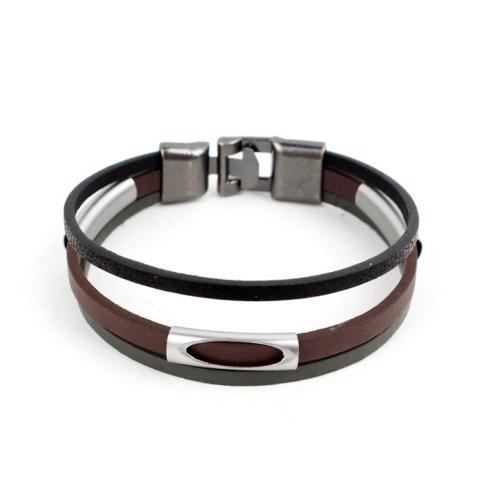 PU Schnur Armbänder, Zinklegierung, mit PU Leder, Modeschmuck, gemischte Farben, 11mm, Länge:21 cm, verkauft von PC