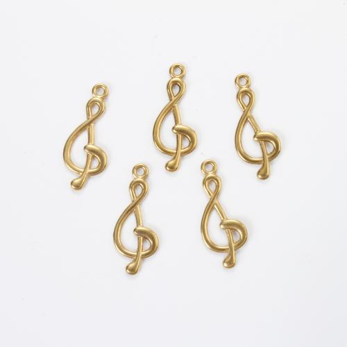 Stainless Steel Pendants, 304 Stainless Steel, Music Note, gold color plated, DIY, golden, 28x11.40x1.80mm, Sold By PC