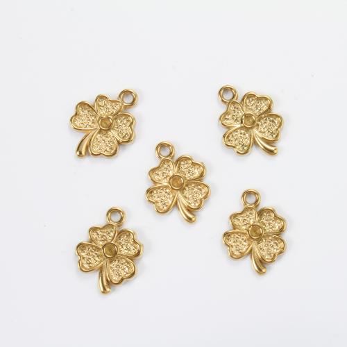 Stainless Steel Pendant Setting, 304 Stainless Steel, Four Leaf Clover, gold color plated, DIY, golden, 18x13.50x18mm, Sold By PC